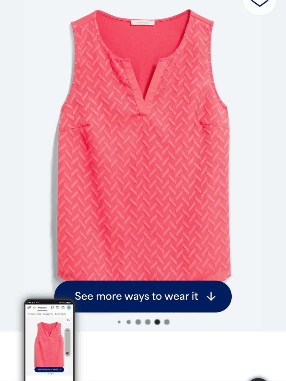 41 HawthornEzide Textured Mixed Material Top, Coral